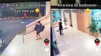 Viral Video Maling Berkedok Tamu Gondol TV Kamar Hotel, Dililit Bed Cover Lalu Kabur Naik Taksi Online