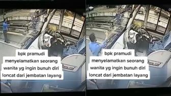 Viral! Detik-detik Sopir Transjakarta Selamatkan Wanita yang Diduga Hendak Lompat dari Flyover