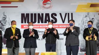Menpora Puji Airlangga Hartarto di Pembukaan Munas Wushu Indonesia VII