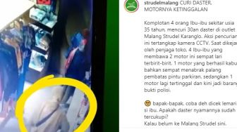 Viral Komplotan Ibu-ibu Curi Daster di Outlet Malang Strudel, Satu Motor Pelaku Justru Tertinggal