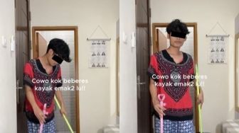 Capek Diledek, Cowok Ini Dandan Ala Emak-emak sampai Besarin 'Bokong' Tiap Beberes