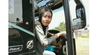 Heboh Pengemudi Bus Cantik Berhijab, Multitalenta Lakukan Pekerjaan Lelaki