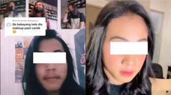 Cowok Gondrong Berubah Super Cantik Usai Makeup, Warganet Ketar-ketir: Awas Betah