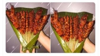 So Sweet, Potret Buket Sate untuk Kado Valentine Ini Bikin Warganet Laper