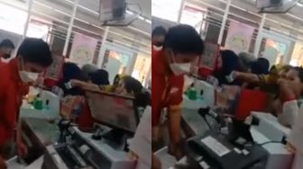 Emak-emak Rusuh Antre Minyak Goreng di Mini Market, Komputer Kasir Sampai Jatuh Terbalik, Warganet Salahkan Pemerintah