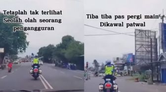 Pengendara Mobil Pamer Lagi Main Diiringi Patwal, Cara Polisi Naik Sepeda Motor Jadi Sorotan