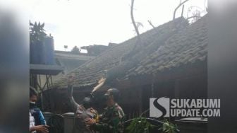 Parungkuda Sukabumi Dilanda Hujan Es dan Angin Kencang, Pohon Tumbang dan Rumah Ambruk