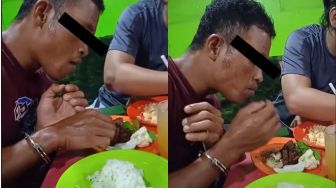 Viral! Meski Tangan Diborgol, Polisi Ajak dan Traktir Tahanan Makan Bersama, Banjir Pujian Warganet