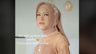 Akibat Tak Ada Model Perempuan, Viral Transformasi Pria Didandani Pakai Gaun dan Hijab Bikin Kaget