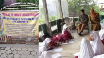 Menyedihkan! Sekolah Disegel Ahli Waris, Siswi SD di Sulawesi Selatan Terpaksa Belajar di Teras Rumah Warga