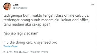 Gempa Bumi saat Kelas Online, Dosen Malah Minta Mahasiswa Lakukan Hal ini, "Mati Syahid Gara-gara Kalkulus"