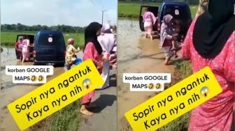 Viral Mobil Masuk Sawah, Rombongan Emak-emak Langsung Keluar Cincing Daster Selamatkan Diri