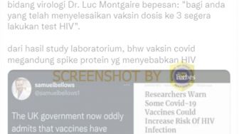 CEK FAKTA: Beredar Info Vaksin Covid-19 Sebabkan HIV dan Ahli Virologi Anjurkan Penerima Dosis Ketiga Tes HIV, Benarkah?