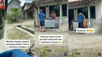 Viral Pemuda Beri Kejutan Tiba-tiba Pulang Usai 3 Tahun Merantau ke Luar Negeri, Warganet Ikut Terenyuh