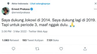 Ernest Prakasa Tanggapi Penundaan Pemilu: Jokowi 3 Periode? Maaf Gak Dulu