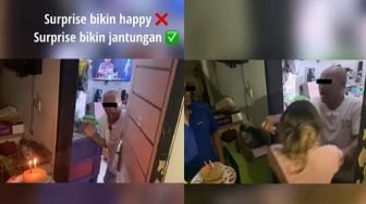 Kelewat Kaget, Viral Bapak Malah Teriak Saat Diberi Kejutan Ulang Tahun, Auto Panik Sekeluarga