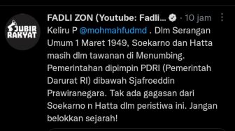 Fadli Zon Skak Mahfud MD: Jangan Belokkan Sejarah!