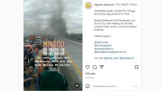 Viral Video Tol Arah Malang KM 60/400 Dikabarkan Lumpuh Total Gara-gara Bus Terbakar, Warganet Fokus Ulah Emak-emak