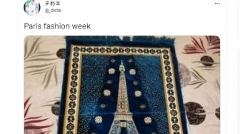 Sindir Kehebohan Paris Fashion Week 2022, Warganet Unggah Sajadah Bergambar Menara Eiffel
