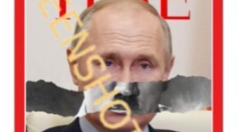 CEK FAKTA: Majalah Time Rilis Cover Bergambar Vladimir Putin dengan Kumis Hitler, Benarkah?