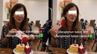 Niat Tiup Lilin Ulang Tahun, Perempuan Ini Mendadak Panik Rambut Malah Terbakar sampai Ngebul