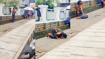 Viral Diduga ODGJ Khusyuk Lakukan Salat di Pinggir Jalan, Warganet Terenyuh: Dia Masih Ingat Tuhannya