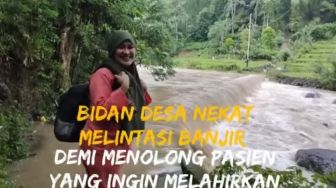 Viral Bidan di Kabupaten Bone Nekat Menerjang Banjir Untuk Selamatkan Warga Mau Melahirkan