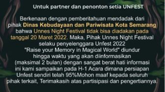 Heboh! Acara Unfest 2022 Mendadak Dibatalkan Disbudpar Kota Semarang, Warganet: MotoGP Mandalika Anti PPKM Ya Pak?