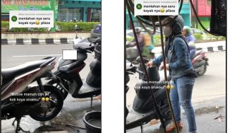 Momen Pemotor Honda BeAT Ketemu Emaknya Sendiri di Tukang Tambal Ban, Kok Bisa Pas Gitu Ya?