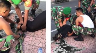 Ketika Baju Loreng TNI Menjadi Perban Kucuran Darah, Selamatkan Korban Kecelakaan di Bali