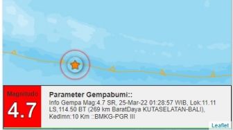 Dini Hari Kuta Selatan Sempat Diguncang Gempa Bermagnitudo 4,7