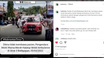 VIRAL! Dikira Tak Bawa Pasien, Pengendara Mobil Halangi Ambulance di Strat 3 Balikpapan, Warganet Auto Istigfar