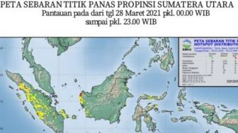 62 Titik Panas Terpantau di Sumatera Utara