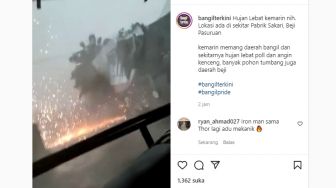 Viral Video Detik-detik Petir Menyambar Kawasan Pabrik Sakari di Pasuruan