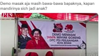 Gambar Spanduk Demo Masak Tanpa Minyak Goreng Megawati Jadi Sorotan, Warganet: Kapan Mandirinya?