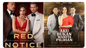 Poster Sinetron Aku Bukan Wanita Pilihan Disandingkan Film Hollywood Red Notice, Publik: Netflix Nyontek RCTI