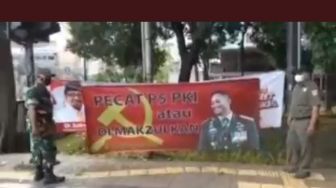 Marak Muncul Spanduk Panglima TNI PKI di Jakarta Pusat, Koramil dan Satpol PP Turun Tangan Tertibkan!