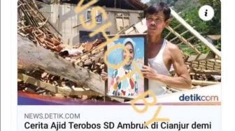 CEK FAKTA: Seorang Pria Rela Terobos SD Ambruk di Cianjur demi Selamatkan Foto Lesti Kejora?