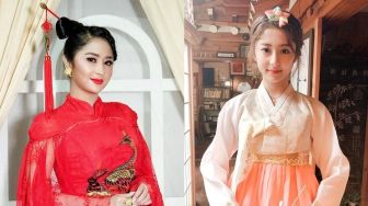 7 Adu Gaya Dewi Perssik dan Huh Yunjin Le Sserafim, Plek Ketiplek Bak Kembaran!