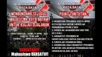 Tak Atasnamakan BEM SI, Mahasiswa Batam Gelar Aksi Tolak Jokowi 3 Periode