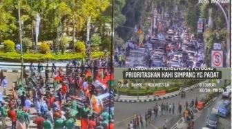 Lalu Lintas di Jalan Pejanggik Mataram Padat Akibat Demo Mahasiswa 11 April 2022