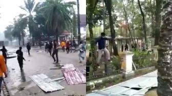 Viral Aksi Pria Lompati Pagar Mau Ikut Demo, Endingnya Malah Bikin Ngakak, Warganet: Kayak di Benteng Takeshi