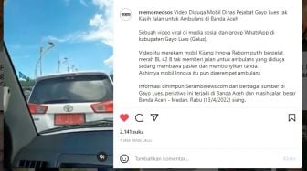 Viral! Mobil Plat Merah Pejabat Tak Beri Jalan Ambulans Lewat, Warganet Mengumpat: Gak Tau Diri