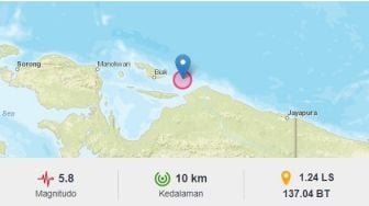 Gempa Bumi Magnitudo 5.8 di Kepulauan Yapen Papua, BMKG: Tidak Berpotensi Tsunami