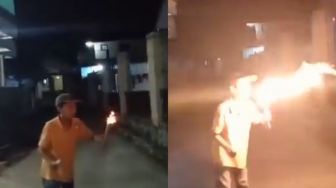 Viral Aksi Bocah Main Sembur Api Wajahnya Malah Ikut Terbakar, Warganet: Ngeri!