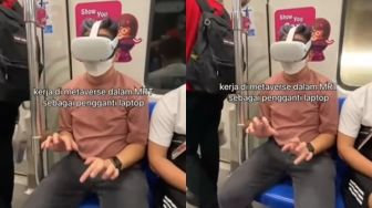Dikejar Deadline, Penumpang MRT Ini Kerja dari Metaverse, Warganet: Gak Ada Alasan Lagi di Jalan Pulang