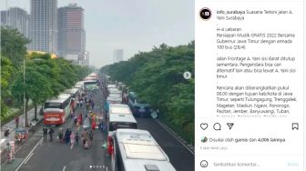 Suasana Mudik Gratis Pemprov Jatim H-4 Lebaran 2022 di Jalan A Yani Surabaya