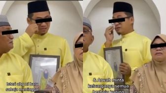 Meninggal Sebelum Puasa, Suami dan Keluarga Foto Lebaran dengan Potret Istri, Alasan Pakai Baju Kuning Bikin Mewe