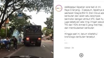 Geng Motor Ribut di Cianjur, Langsung Dibubarkan Mobil Iring-iringan TNI, Publik: Dilindas Aja Pak, Biar Kapok