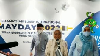 Perayaan May Day di Surabaya, Menteri Tenaga Kerja Ida Fauziyah Menyerukan Semangat Silaturahmi dan Kebersamaan